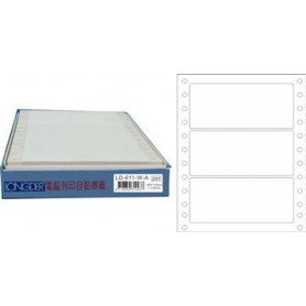 龍德 LD-611-W-A(白)48X110MM 電腦連續標籤 白模造材質 白色 48x110mm 3格 450張/盒