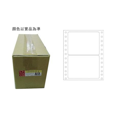 龍德 L-610-W-B(白)74X110MM 電腦連續標籤 白模造材質 白色 74x110mm 2格 4000張/箱