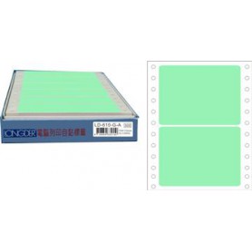龍德 LD-610-G-A(綠)74X110MM 電腦連續標籤 色模造材質 淺綠色 74x110mm 2格 300張/盒