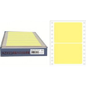龍德 LD-610-Y-A(黃)74X110MM 電腦連續標籤 色模造材質 淺黃色 74x110mm 2格 300張/盒