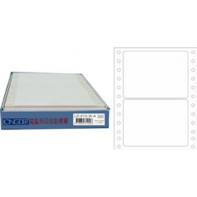 龍德 LD-610-W-A(白)74X110MM 電腦連續標籤 白模造材質 白色 74x110mm 2格 300張/盒