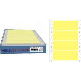 龍德 LD-606-Y-A(黃)36X100MM 電腦連續標籤 色模造材質 淺黃色 36x100mm 4格 600張/盒