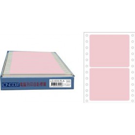 龍德 LD-609-R-A(紅)74X100MM 電腦連續標籤 色模造材質 粉紅色 74x100mm 2格 300張/盒