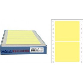 龍德 LD-609-Y-A(黃)74X100MM 電腦連續標籤 色模造材質 淺黃色 74x100mm 2格 300張/盒