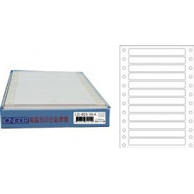 龍德 LD-603-W-A(白)11X90MM 電腦連續標籤 白模造材質 白色 11x90mm 12格 1800張/盒