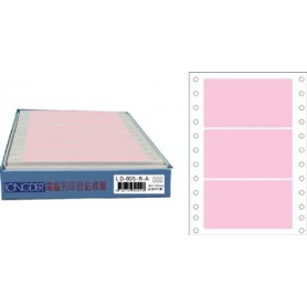 龍德 LD-605-R-A(紅)48X100MM 電腦連續標籤 色模造材質 粉紅色 48x100mm 3格 450張/盒
