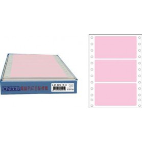龍德 LD-600-R-A(紅)48X90MM 電腦連續標籤 色模造材質 粉紅色 48x90mm 3格 450張/盒