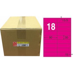 龍德 LD-847-FP-B A4雷射影印電腦標籤 銅版紙染色 螢光粉紅色 30x90mm 18格 1000 大張
