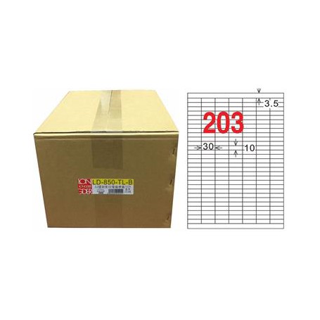 龍德 LD-850-TL-B A4雷射影印電腦標籤 透明PET材質 透明 10x30mm 203格 750大張