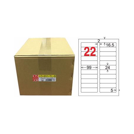 龍德 LD-851-TL-B A4雷射影印電腦標籤 透明PET材質 透明 24x99mm 22格 750大張