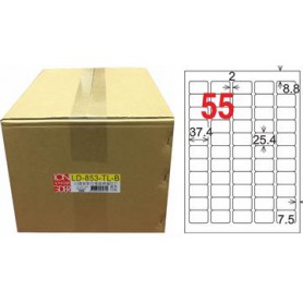 龍德 LD-853-TL-B A4雷射影印電腦標籤 透明PET材質 透明 25.4x37.4mm 55格 750大張