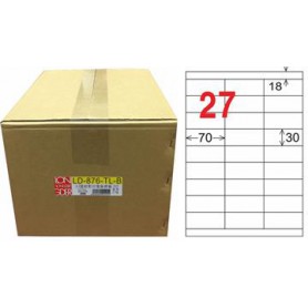 龍德 LD-876-TL-B A4雷射影印電腦標籤 透明PET材質 透明 30x70mm 27格 750大張