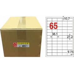 龍德 LD-806-D-B A4雷射影印電腦標籤 白色PET材質 白色 21.2x38.1mm 65格 750大張