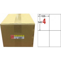 龍德 LD-803-D-B A4雷射影印電腦標籤 白色PET材質 白色 148x105mm 4格 750大張