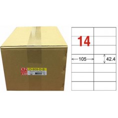 龍德 LD-809-D-B A4雷射影印電腦標籤 白色PET材質 白色 42.4x105mm 14格 750大張