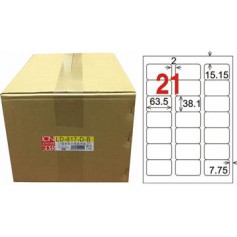龍德 LD-817-D-B A4雷射影印電腦標籤 白色PET材質 白色 38.1x63.5mm 21格 750大張