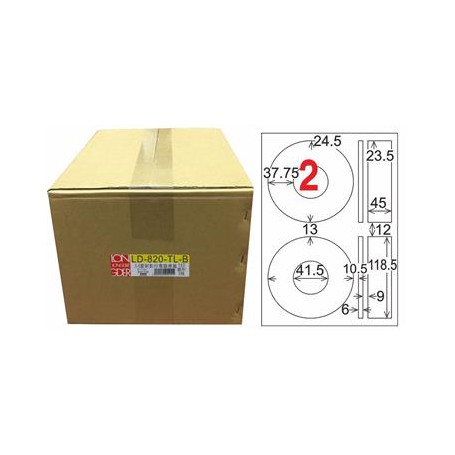 龍德 LD-820-TL-B A4雷射影印電腦標籤 透明PET材質 透明 41mm 2格 750大張