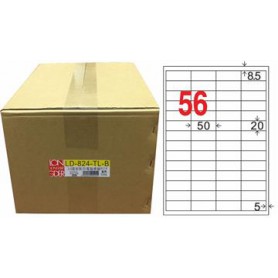 龍德 LD-824-TL-B A4雷射影印電腦標籤 透明PET材質 透明 20x50mm 56格 750大張