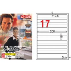 龍德 LD-8114-TL-A A4雷射影印電腦標籤 透明PET材質 透明 16x200mm 17格 80大張