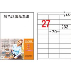 龍德 LD-8108-TL-C A4雷射影印電腦標籤 透明PET材質 透明 32x70mm 27格 15大張