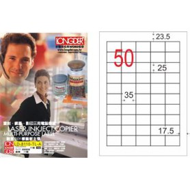 龍德 LD-8110-TL-A A4雷射影印電腦標籤 透明PET材質 透明 25x35mm 50格 80大張