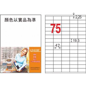 龍德 LD-8111-TL-C A4雷射影印電腦標籤 透明PET材質 透明 19.5x42mm 75格 15大張
