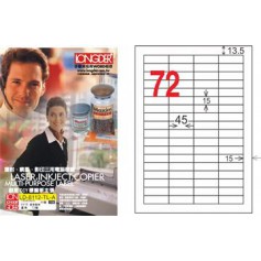 龍德 LD-8112-TL-A A4雷射影印電腦標籤 透明PET材質 透明 15x45mm 72格 80大張