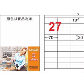 龍德 LD-876-TL-C A4雷射影印電腦標籤 透明PET材質 透明 30x70mm 27格 15大張