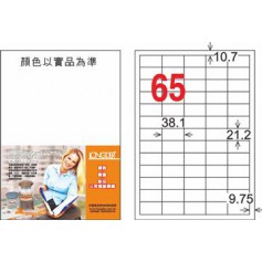 龍德 LD-806-TL-C A4雷射影印電腦標籤 透明PET材質 透明 21.2x38.1mm 65格 15大張