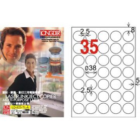 龍德 LD-823-TL-A A4雷射影印電腦標籤 透明PET材質 透明 38mm 35格 80大張