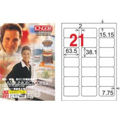龍德 LD-817-TL-A A4雷射影印電腦標籤 透明PET材質 透明 38.1x63.5mm 21格 80大張