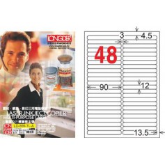 龍德 LD-869-TL-A A4雷射影印電腦標籤 透明PET材質 透明 12x90mm 48格 80大張