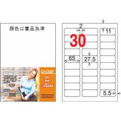 龍德 LD-852-TI-C A4噴墨影印電腦標籤 透明PET材質 透明 27.5x65mm 30格 5大張