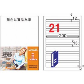 龍德 LD-855-TI-C A4噴墨影印電腦標籤 透明PET材質 透明 13x200mm 21格 5大張