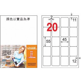 龍德 LD-857-TI-C A4噴墨影印電腦標籤 透明PET材質 透明 55x45mm 20格 5大張