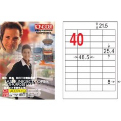 龍德 LD-8109-TI-A A4噴墨影印電腦標籤 透明PET材質 透明 25.4x48.5mm 40格 80大張