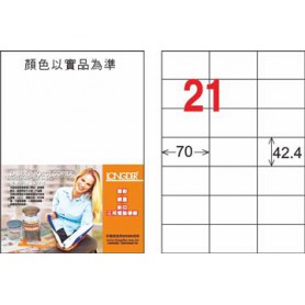 龍德 LD-836-TI-C A4噴墨影印電腦標籤 透明PET材質 透明 42.4x70mm 21格 5大張