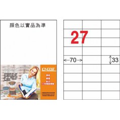 龍德 LD-840-TI-C A4噴墨影印電腦標籤 透明PET材質 透明 33x70mm 27格 5大張