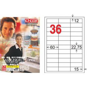龍德 LD-874-TI-A A4噴墨影印電腦標籤 透明PET材質 透明 22.75x60mm 36格 80大張