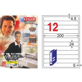 龍德 LD-864-TI-A A4噴墨影印電腦標籤 透明PET材質 透明 24x200mm 12格 80大張