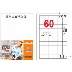 龍德 LD-894-TI-C A4噴墨影印電腦標籤 透明PET材質 透明 28x33.5mm 60格 5大張