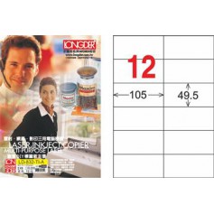 龍德 LD-832-TI-A A4噴墨影印電腦標籤 透明PET材質 透明 49.5x105mm 12格 80大張