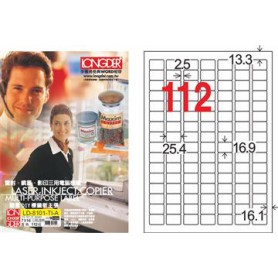 龍德 LD-8101-TI-A A4噴墨影印電腦標籤 透明PET材質 透明 16.9x25.4mm 112格 80大張