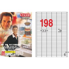 龍德 LD-825-TI-A A4噴墨影印電腦標籤 透明PET材質 透明 9x33mm 198格 80大張