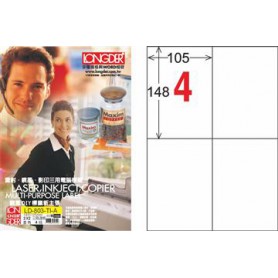 龍德 LD-803-TI-A A4噴墨影印電腦標籤 透明PET材質 透明 148x105mm 4格 80大張