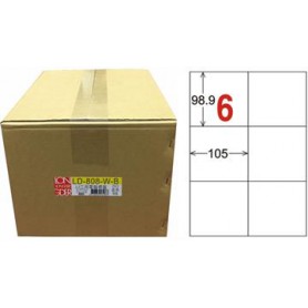 龍德 LD-808-W-B A4三用電腦標籤 6格 白色 1000大張
