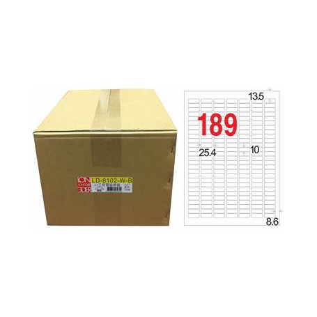 龍德 LD-8102-W-B A4三用電腦標籤 189格 白色 1000大張