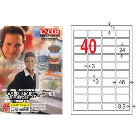 龍德 LD-8115-W-A A4三用電腦標籤 40格 白色 105大張