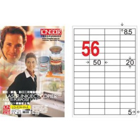 龍德 LD-824-W-A A4三用電腦標籤 56格 白色 105大張