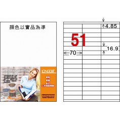 龍德 LD-829-W-C A4三用電腦標籤 51格 白色 20大張